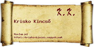 Krisko Kincső névjegykártya